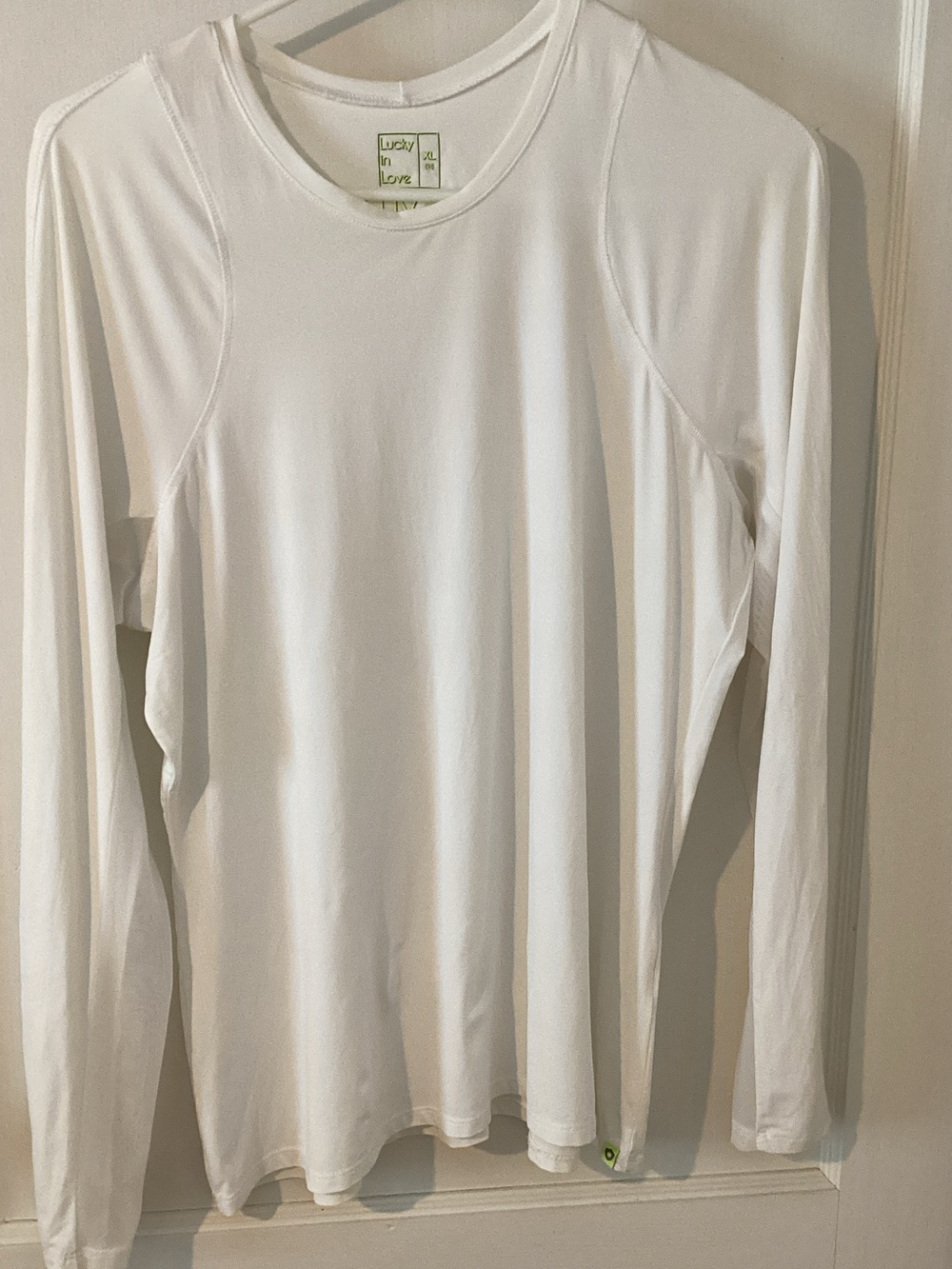 Lucky in Love White Long Sleeve Crew Neck Top Sun shirt